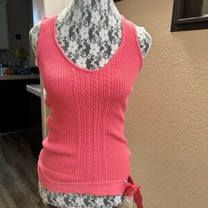 Bebe Ribbed Buckled Tank Top